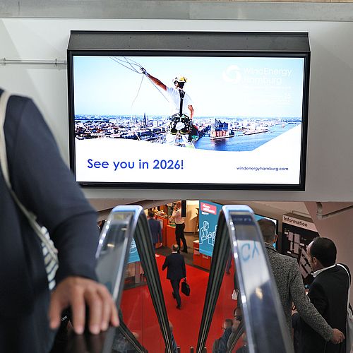 WindEnergy Hamburg 2024 - escelator with "See you screen"