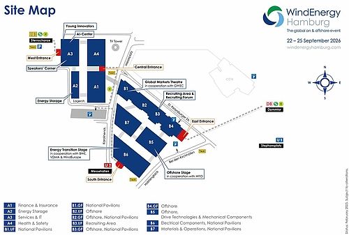 Geländeplan der WindEnergy Hamburg 2026